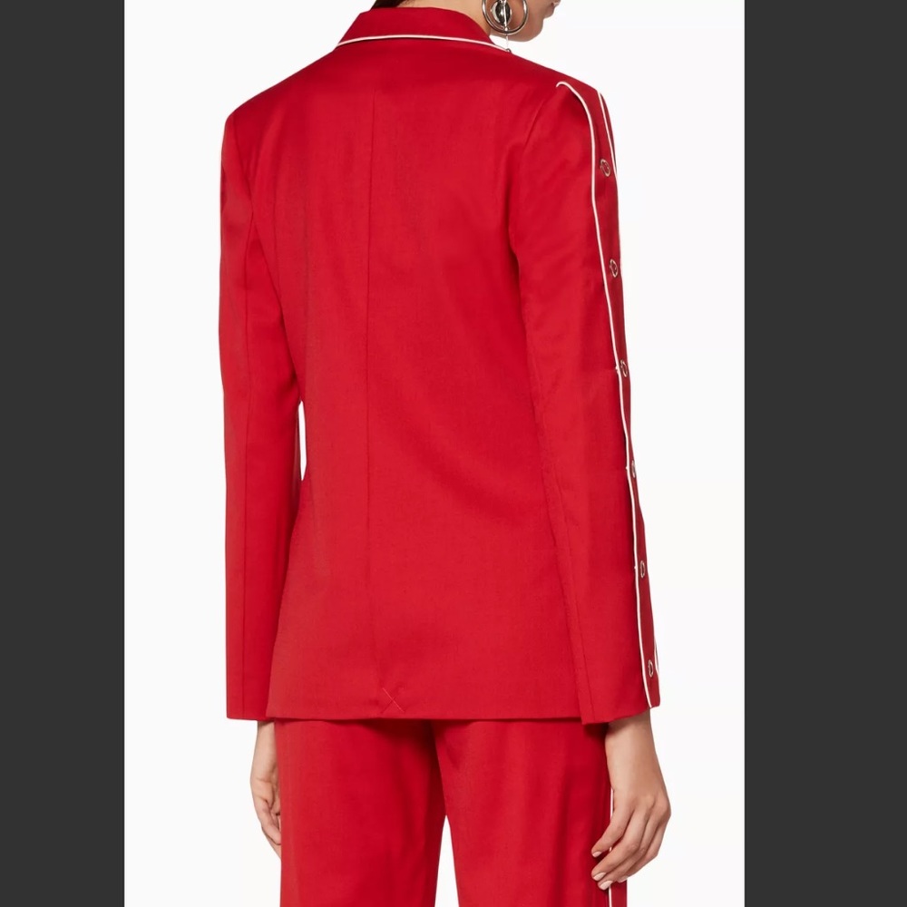 SIMKHAI Hibiscus-Red Snap Wool Boyfriend Blazer Size 2 NWT - Picture 3 of 4